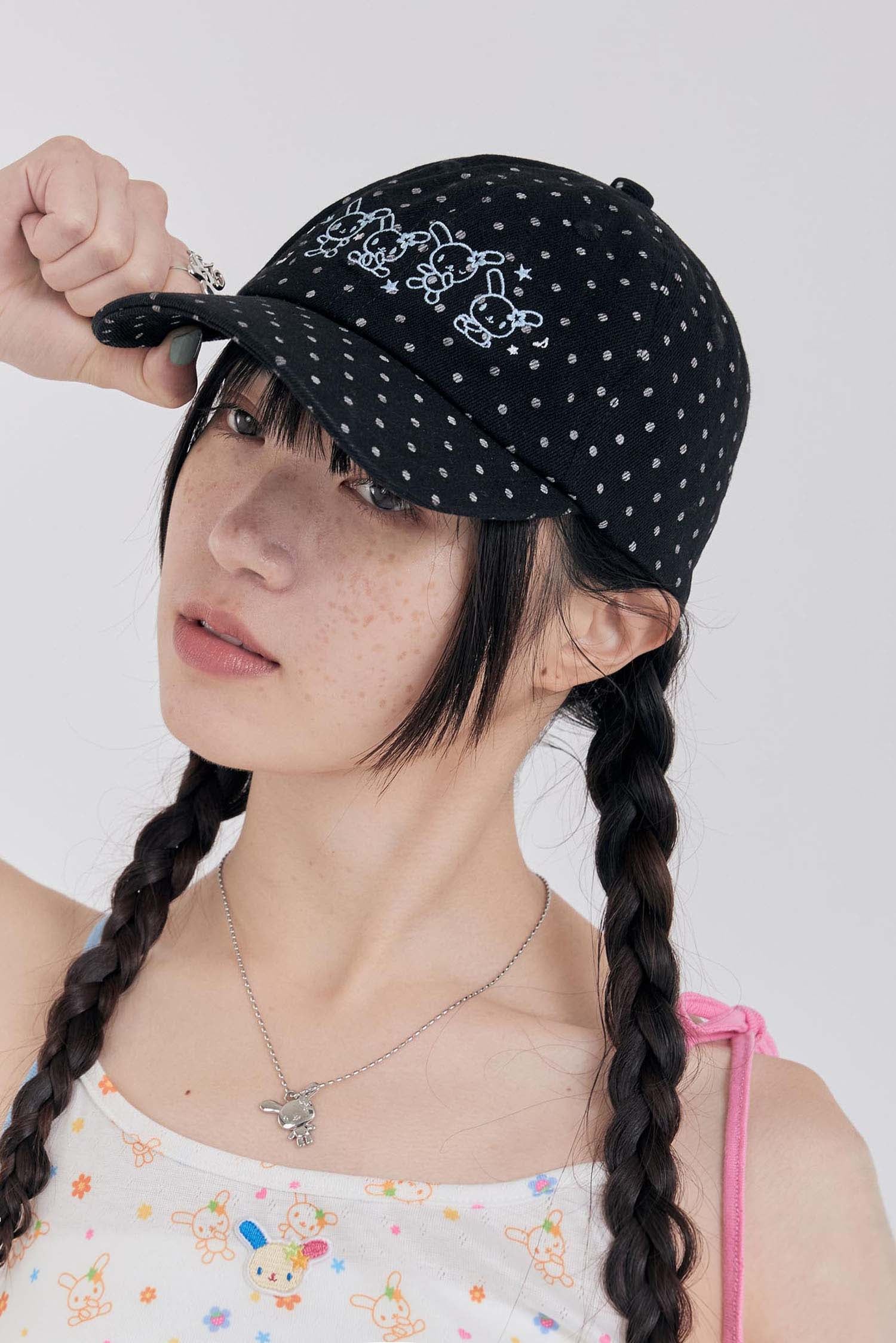 (現貨) 花小兔點點棒球帽 usahana dot cap (black)