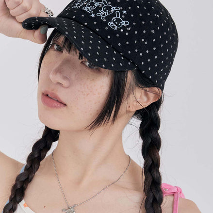 (現貨) 花小兔點點棒球帽 usahana dot cap (black)