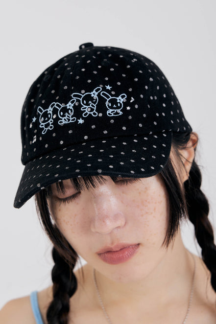 (現貨) 花小兔點點棒球帽 usahana dot cap (black)