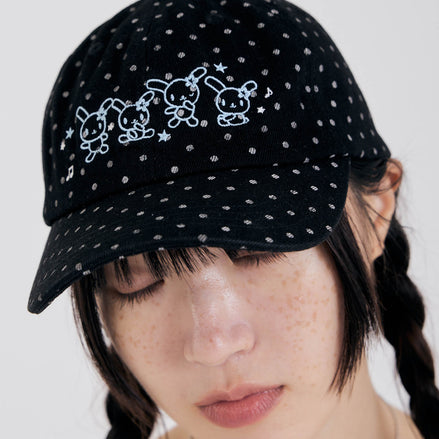(現貨) 花小兔點點棒球帽 usahana dot cap (black)