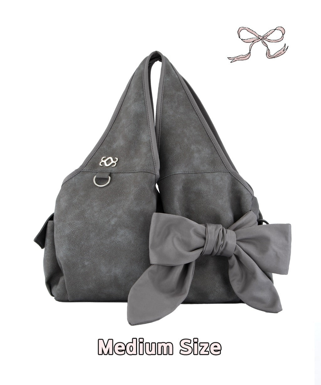 [Medium] Bow Shoulder Bag (Nubuck Grey)
