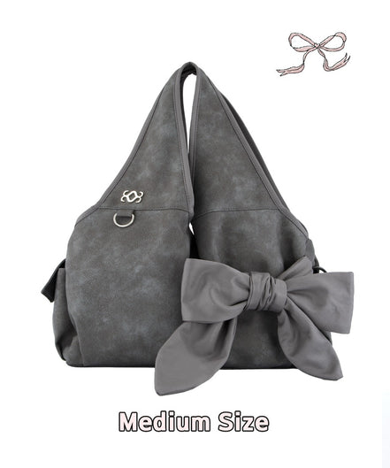 [Medium] Bow Shoulder Bag (Nubuck Grey)