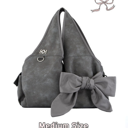 [Medium] Bow Shoulder Bag (Nubuck Grey)