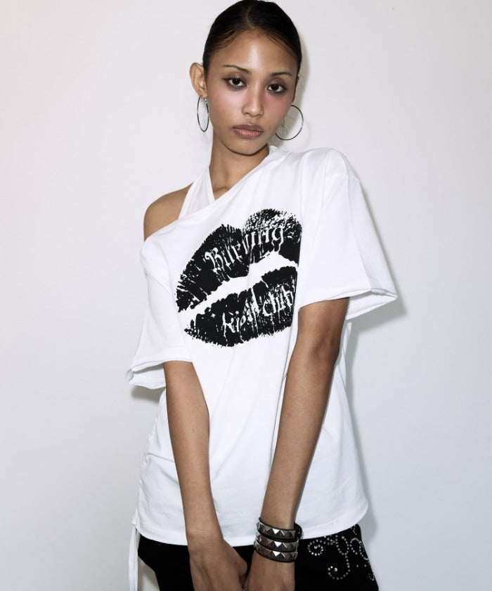 KISSING ONE-SHOULDER TOP (WHITE)