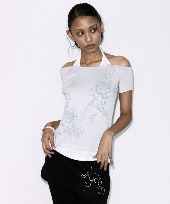 ROSY HALTER OFF-SHOULDER TOP (LIGHT PURPLE)
