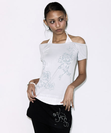 ROSY HALTER OFF-SHOULDER TOP (LIGHT PURPLE)