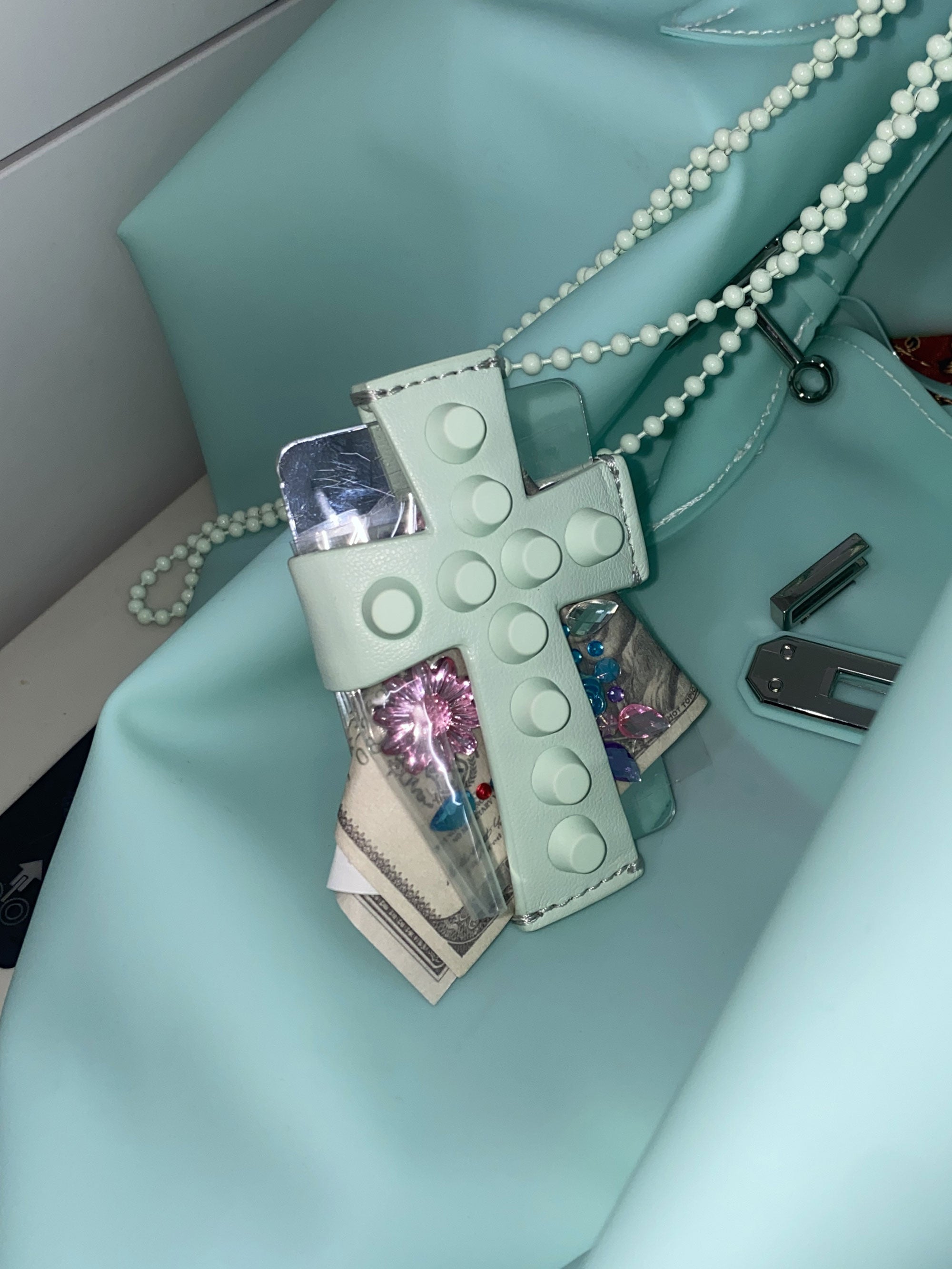 Cross Stud Strap Wallet (Mint)