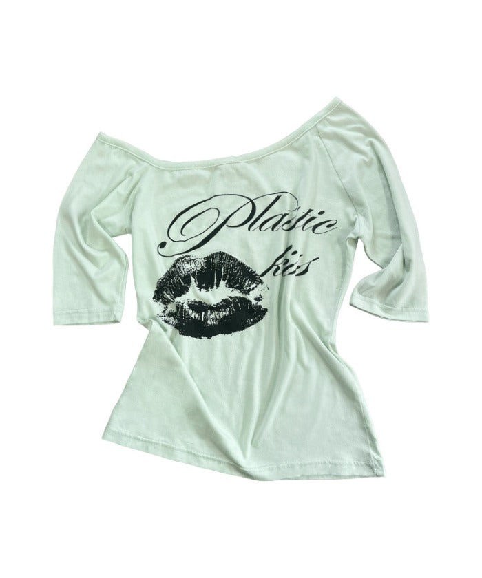 PLASTIC KISS ONE-SHOULDER TOP (MINT)