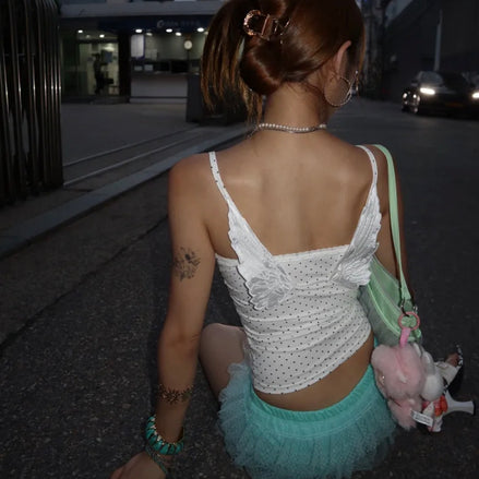angel wing sleeveless (white dot)