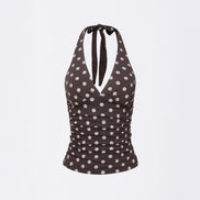 Dot Halter Top (Brown)