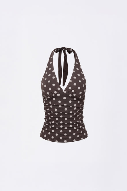 Dot Halter Top (Brown)