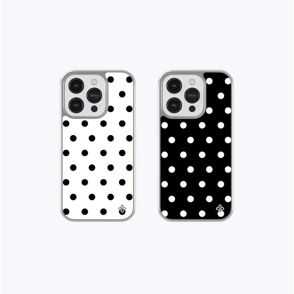Black&White Dot Phonecase (Glass Silver)
