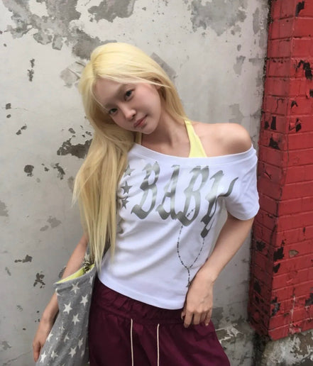 (ian同款) BABY WIDE NECK TOP (WHITE)