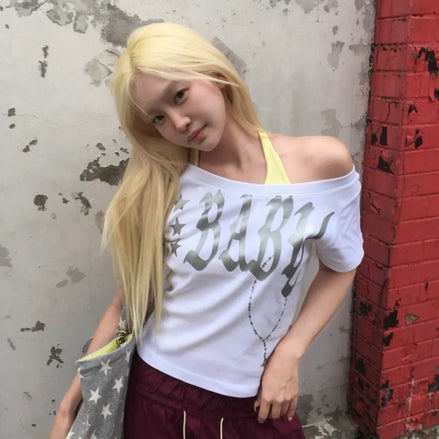 (ian同款) BABY WIDE NECK TOP (WHITE)