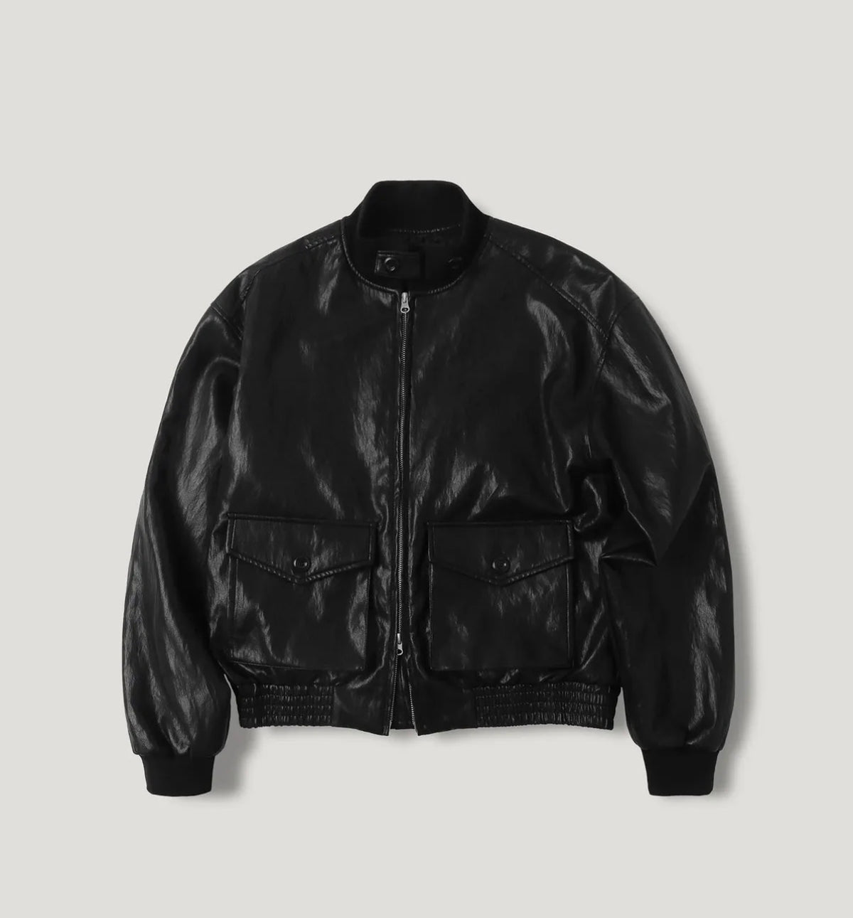 (karina同款) Utility Leather Web Jacket (Black)