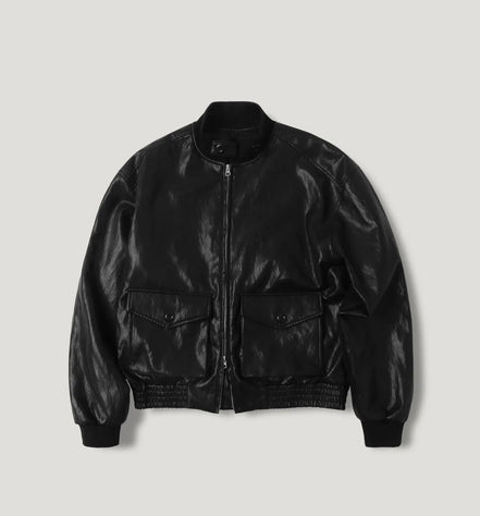(karina同款) Utility Leather Web Jacket (Black)