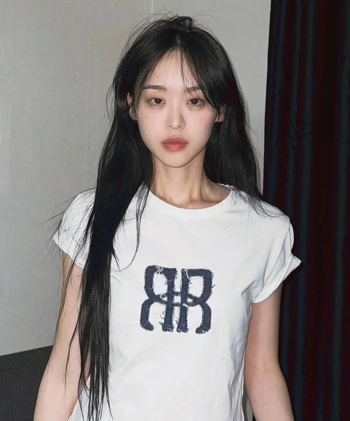 Square Logo Denim Top (White)