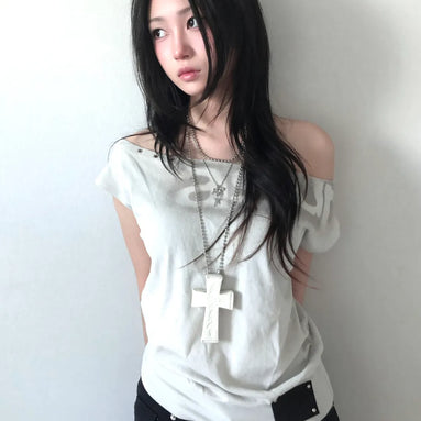 DOLMAN LOOSE CROP T-SHIRTS (LIGHT GREY)