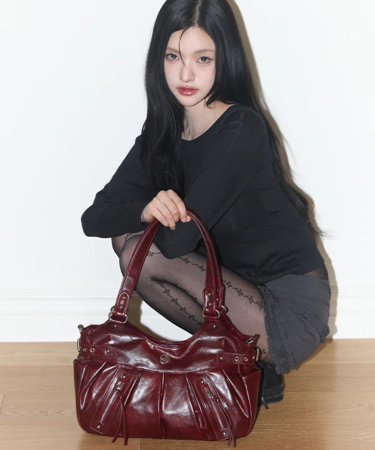 ambler buckle shoulder bag (burgundy)