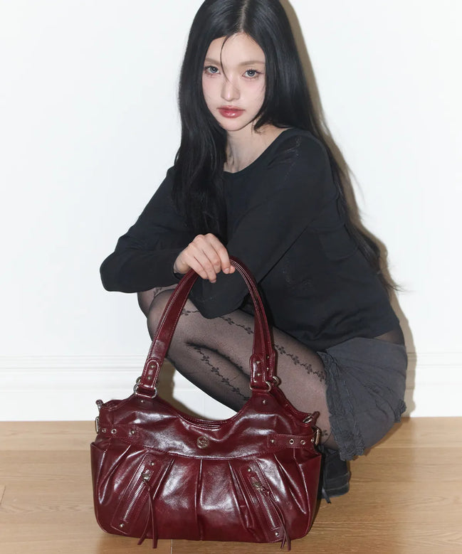ambler buckle shoulder bag (burgundy)