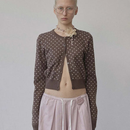 Polka Dot Cardigan Baby (Brown/ Baby Pink)
