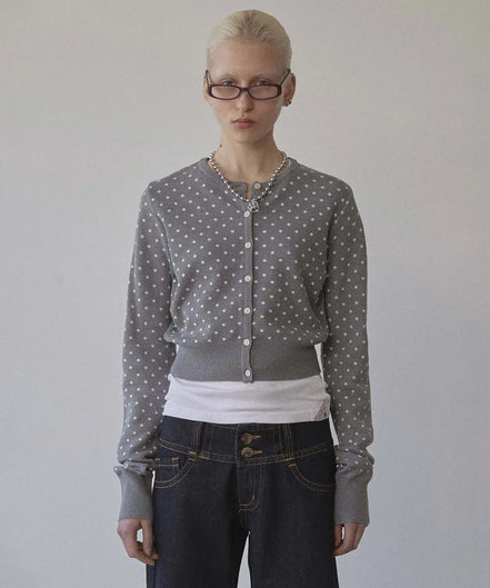 Polka Dot Cardigan Baby (Gray/White