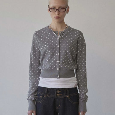 Polka Dot Cardigan Baby (Gray/White