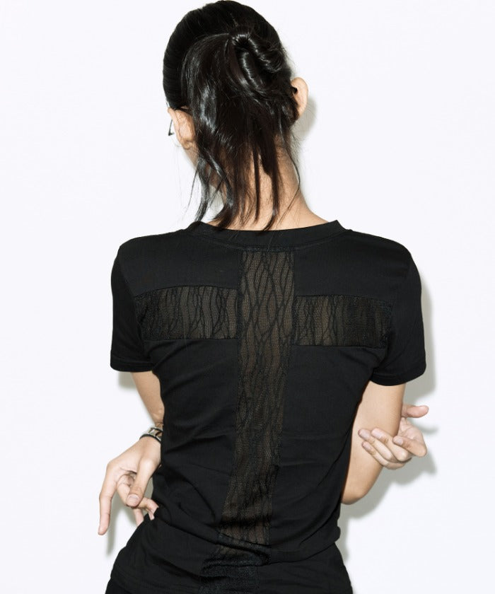 BACK CROSS TEE (BLACK)