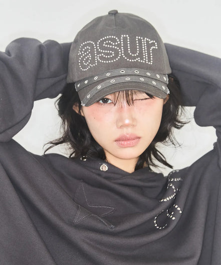 PUNK EYELET BALL CAP (CHARCOAL)