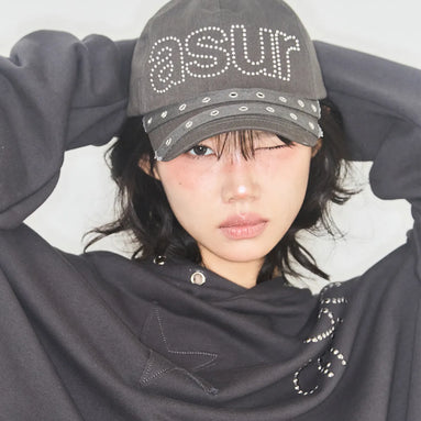 PUNK EYELET BALL CAP (CHARCOAL)