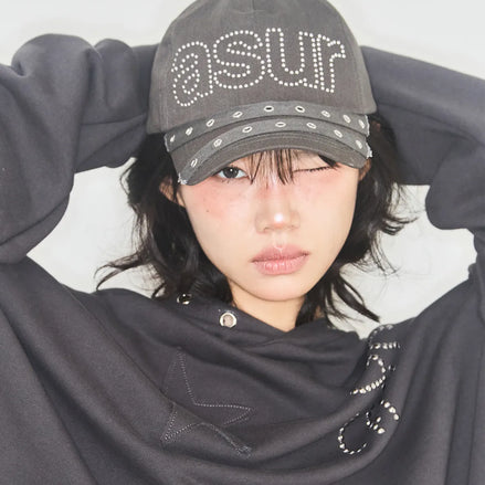 PUNK EYELET BALL CAP (CHARCOAL)