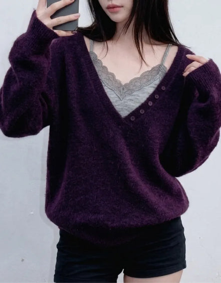 KR V NECK KNIT (4 Colors)