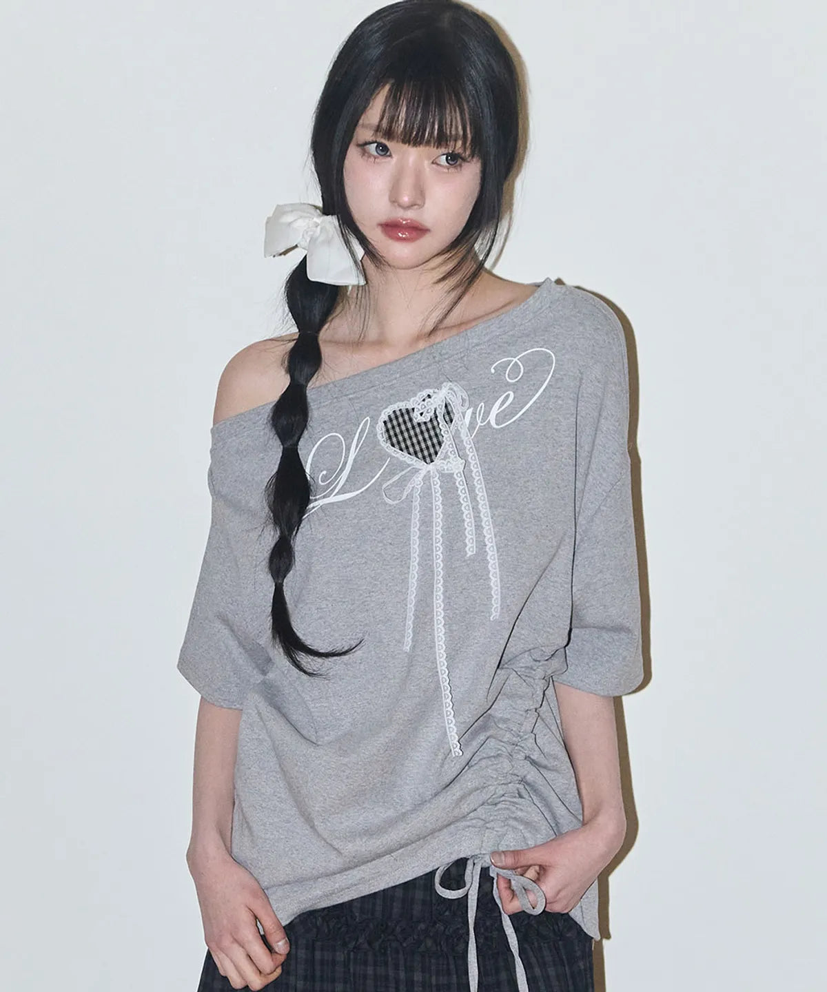 LOVE ONE SHOULDER OVERFIT T-SHIRT (MELANGE)