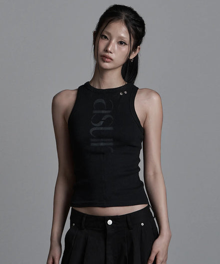 SEWING TURN LOGO SLEEVELESS (BLACK)