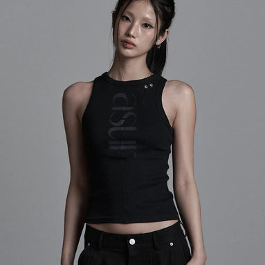 SEWING TURN LOGO SLEEVELESS (BLACK)