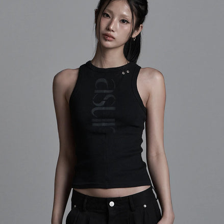 SEWING TURN LOGO SLEEVELESS (BLACK)