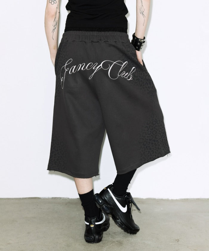 LEOPARD SAGGING BERMUDA PANTS (CHARCOAL)