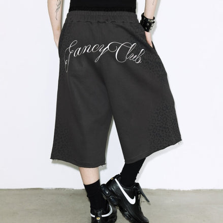 LEOPARD SAGGING BERMUDA PANTS (CHARCOAL)