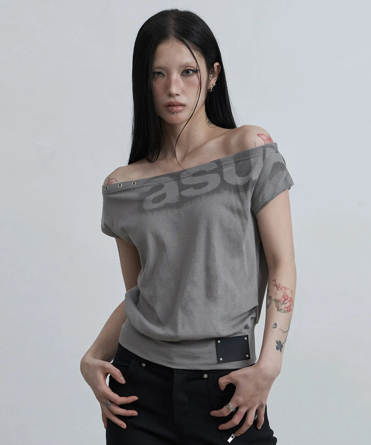 DOLMAN LOOSE CROP T-SHIRTS (DARK GREY)