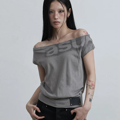 DOLMAN LOOSE CROP T-SHIRTS (DARK GREY)