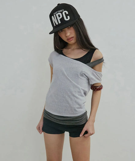 Lazy Sleeveless Layered Tee (Pale Gray)