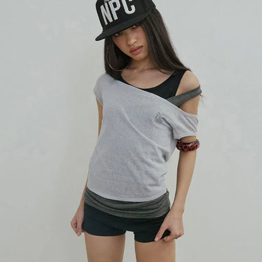 Lazy Sleeveless Layered Tee (Pale Gray)