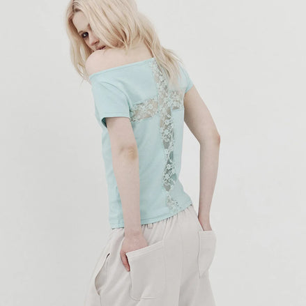 LACE CROSS T-SHIRT (MINT)