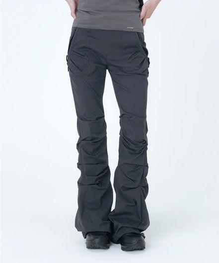 Shirring pocket bootscut pants (CHARCOAL)