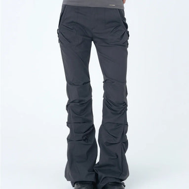 Shirring pocket bootscut pants (CHARCOAL)