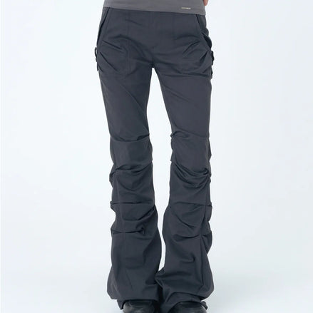 Shirring pocket bootscut pants (CHARCOAL)