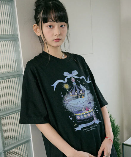 DTP RIBBON WHALE TSHIRT (BLACK)