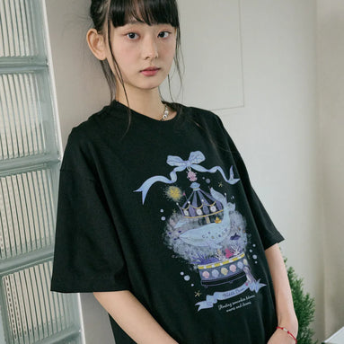 DTP RIBBON WHALE TSHIRT (BLACK)
