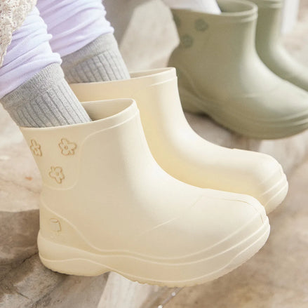 Pudding Biddle Platform Rainboots (Cream)