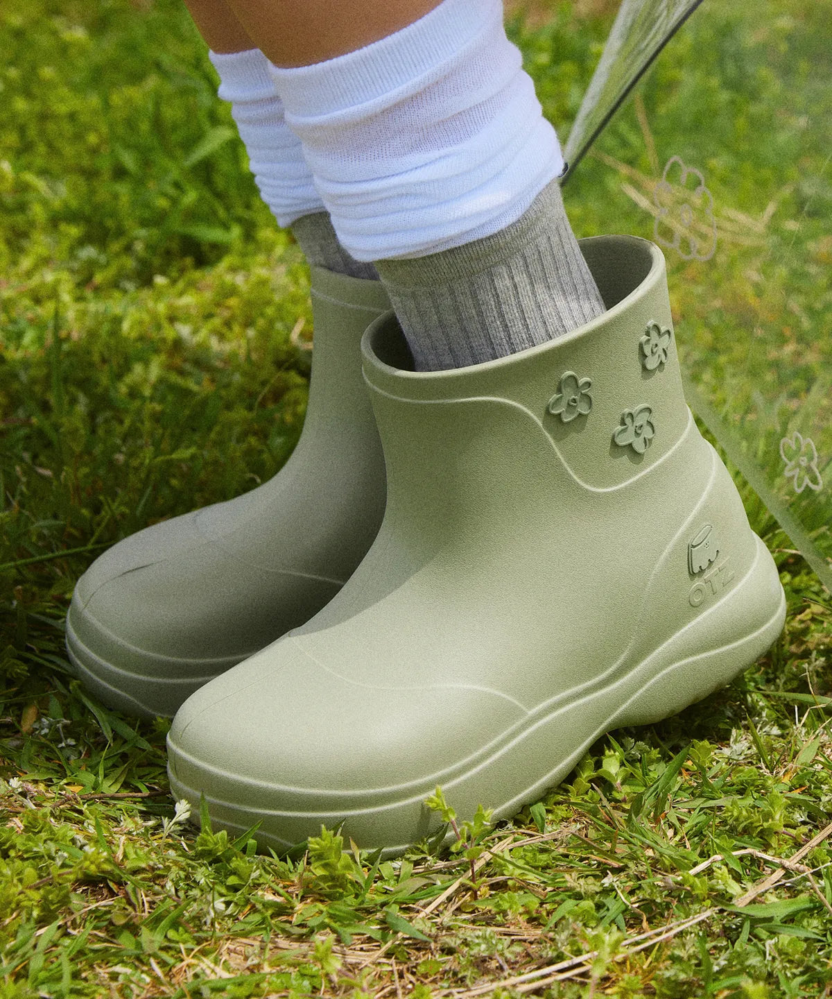 Pudding Biddle Platform Rainboots (Khaki)